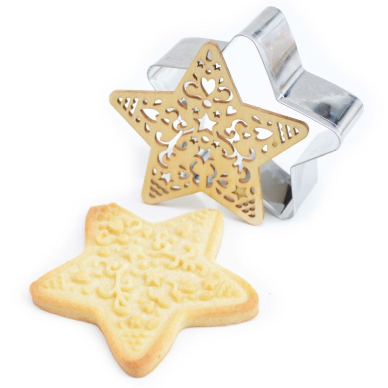 Emporte-pièce et embosseur bois étoile biscuit - ScrapCooking