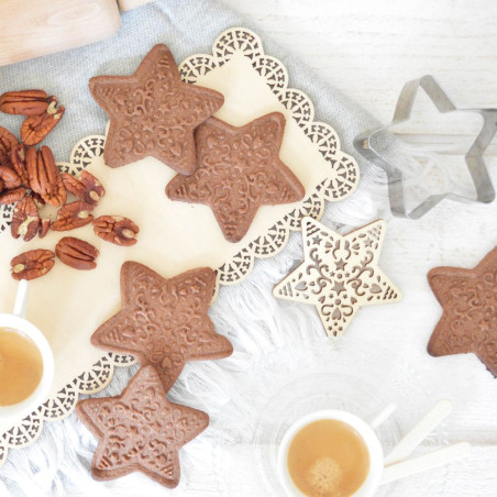 Emporte-pièce et embosseur bois étoile biscuit étoile - ScrapCooking