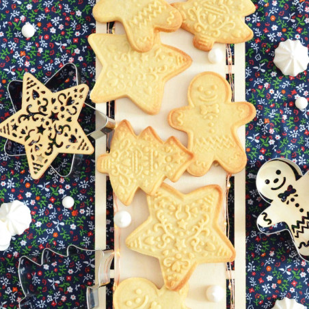 Emporte-pièce et embosseur bois étoile biscuits noel - ScrapCooking