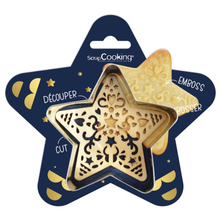 Cookie cutter + wood embosser Star - product image 1 - ScrapCooking