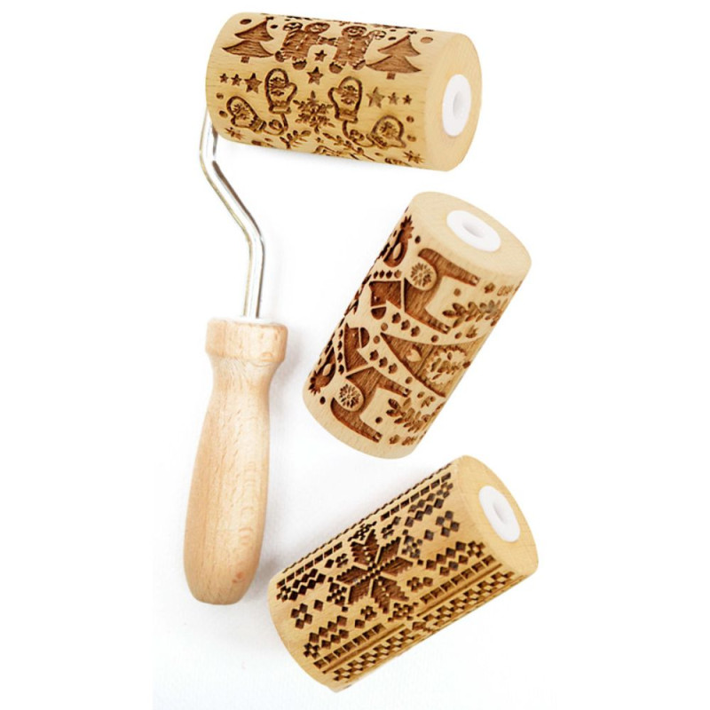 3 interchangeable mini wooden rollers Christmas - product image 1 - ScrapCooking