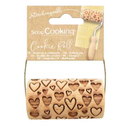 Mini rouleau bois empreinte Cœur pack - ScrapCooking