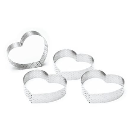 4 individual perforated heart tart rings 7.5 x 8,5 cm - product image 2 - ScrapCooking