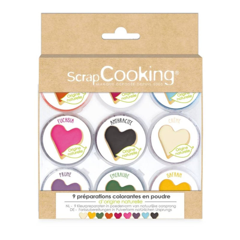 9 mini natural powdered food colourings - ScrapCooking®