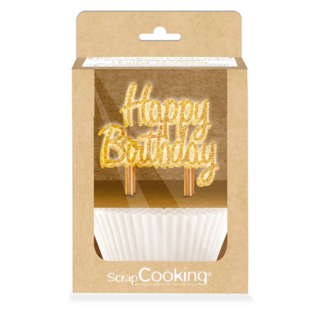 Cupcake cases & "Happy Birthday" cake toppers | ScrapCooking®