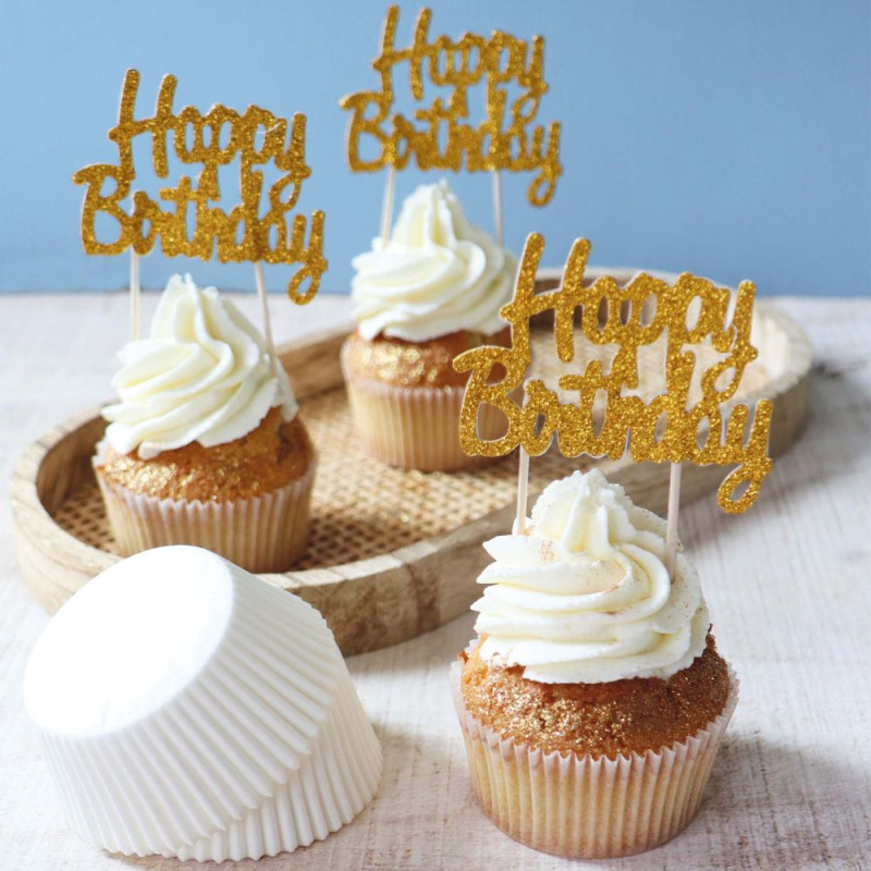Cupcake cases & "Happy Birthday" cake toppers | ScrapCooking®