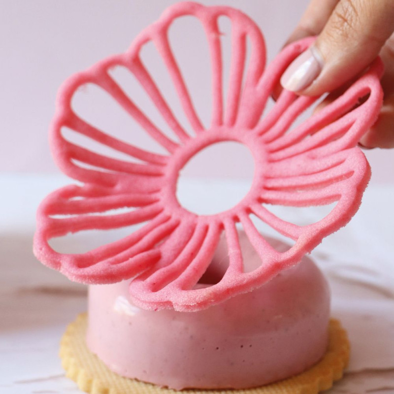 Embossed flower tuile silicone mat for edible decorations