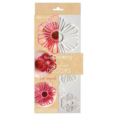Embossed flower tuile silicone mat for edible decorations