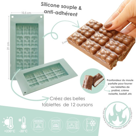 Silicone teddy bear chocolate bar mold | ScrapCooking®
