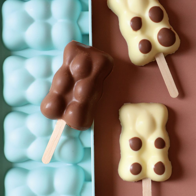 Glaces en bâtonnet en forme d'oursons en chocolat ScrapCooking®