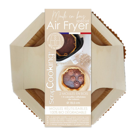 Round wooden airfryer molds x2 & cupcake cases x4| ScrapCooking®