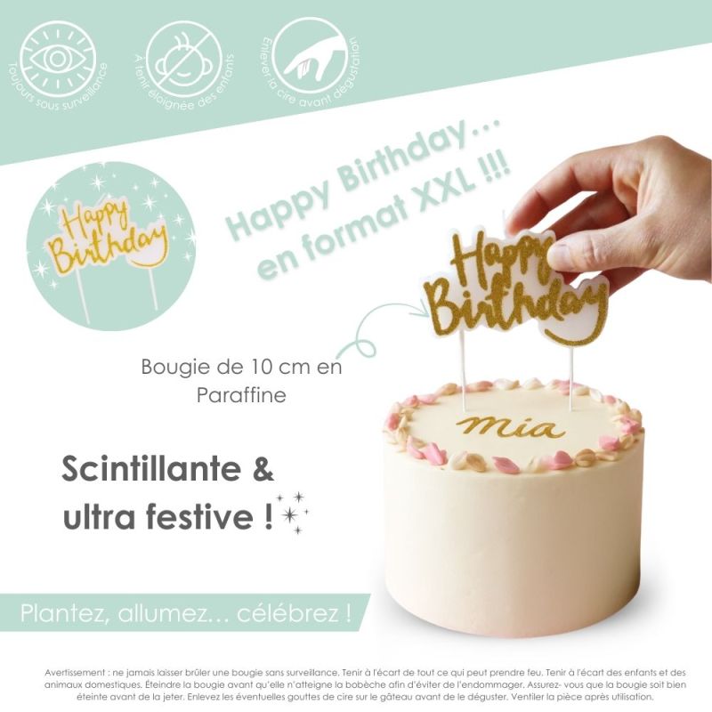 Bougie d'anniveraire XXL "Happy Birthday"