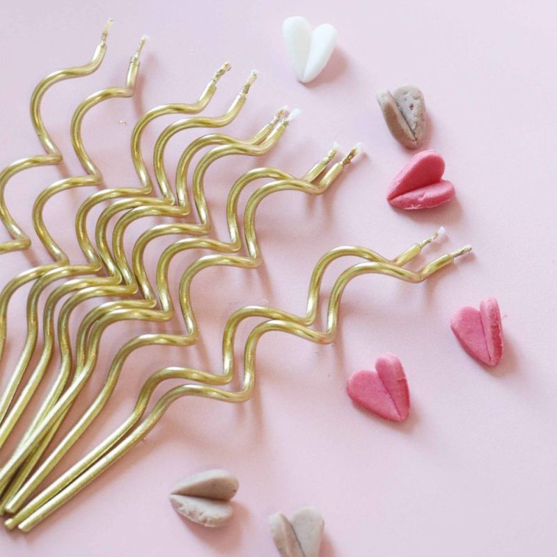 Bougies d'anniversaire torsadées dorées x12