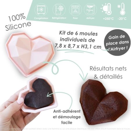 Heart silicone airfryer individual molds x6