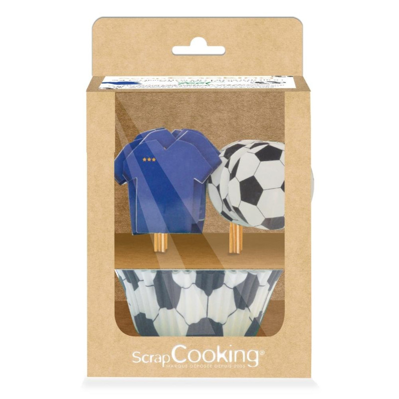 24 cupcake cases + 24 cake toppers Football - ScrapCooking®