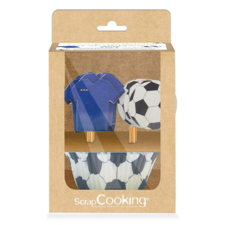 24 cupcake cases + 24 cake toppers Football - ScrapCooking®