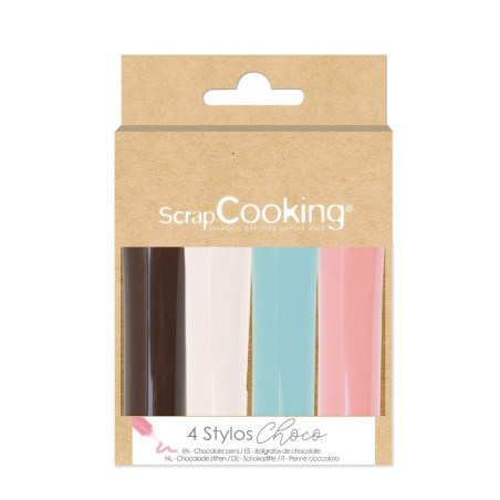 4 stylos déco blanc, rose, bleu, chocolat - ScrapCooking®