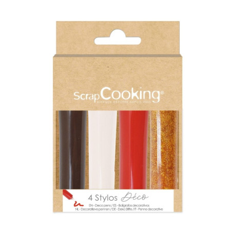 4 icings pens gold, choco, white, red 4X20g