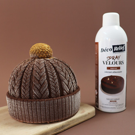 Spray velours marron pour pâtisserie