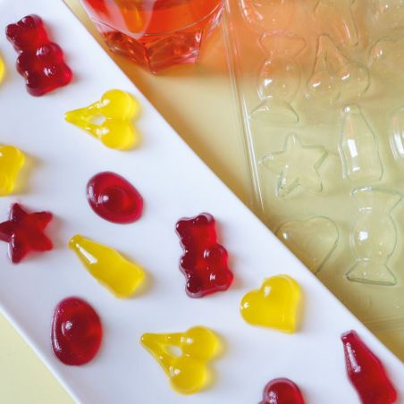 Moule multi-empreintes pour bonbons – Ourson, Croco, Cerise, Bouteille cola