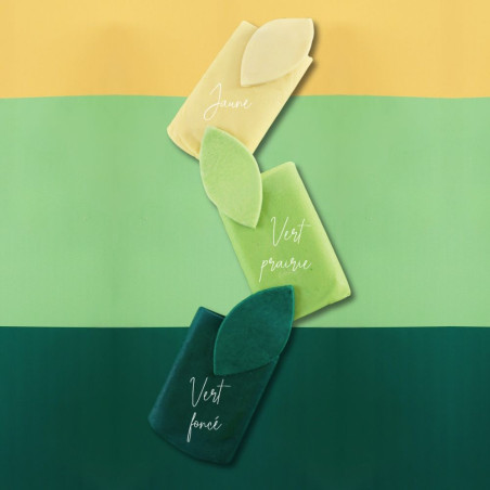 Pâte à sucre jaune, vert clair, vert foncé