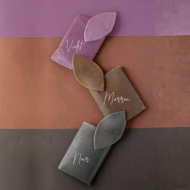 Pâte à sucre violette, marron et noir