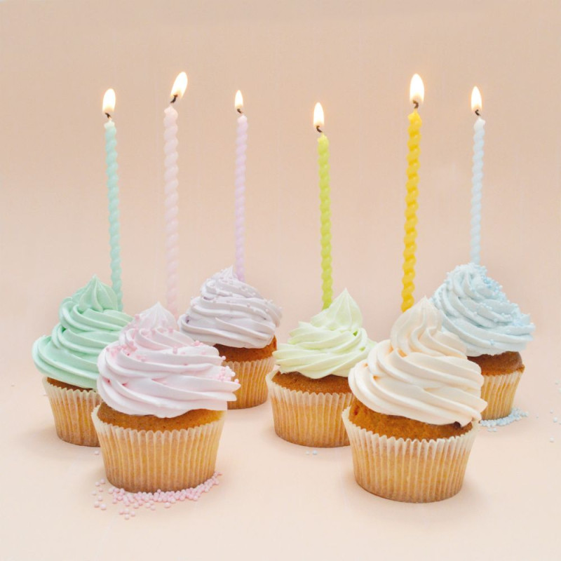 Multicoloured birthday cupcakes