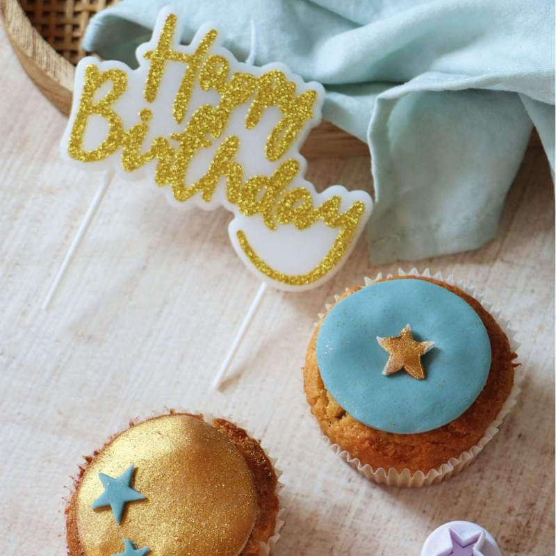 "Happy Birthday" XXL Golden Candle | ScrapCooking®