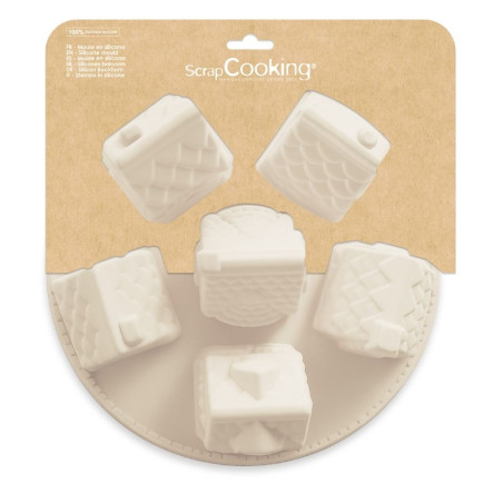 Pack moule silicone 3D chalets de Noël - 6 empreintes - ScrapCooking