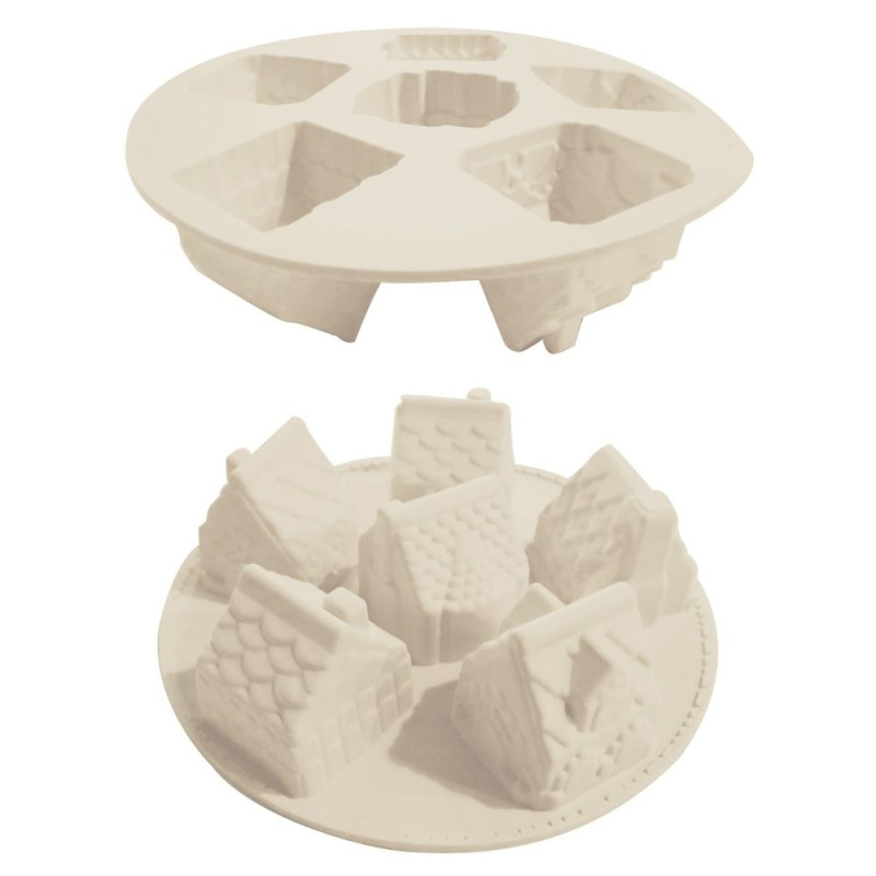 Details of the 3D silicone mould for Christmas chalets – 6 moulds – ScrapCooking
