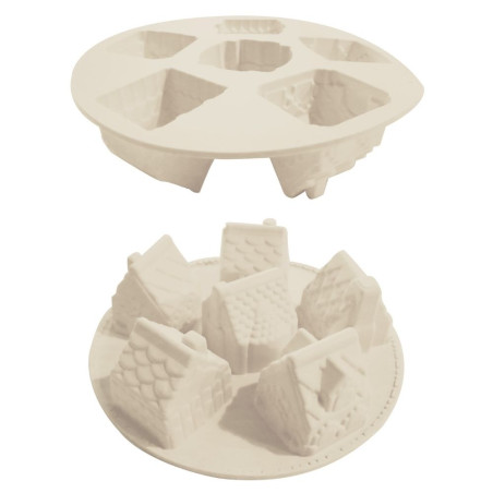 Details of the 3D silicone mould for Christmas chalets – 6 moulds – ScrapCooking