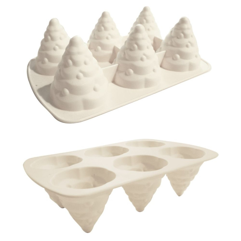 Details of the silicone mould with 6 Christmas trees  - ScrapCooking