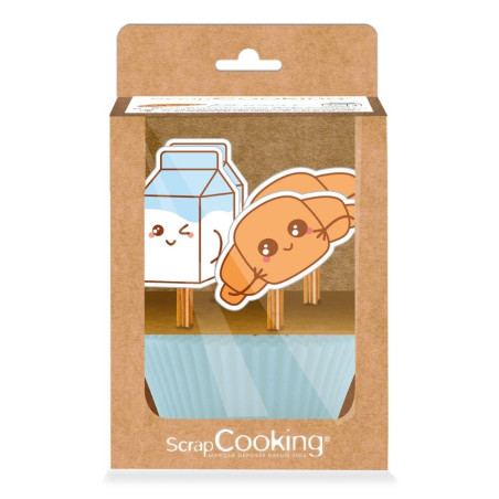 Pack 24 caissettes cupcakes et 24 cake toppers Kawaii - ScrapCooking