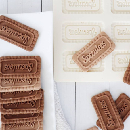 Photo showing a mould + hazelnut and coffee modelling clay biscuits - ScrapCooking