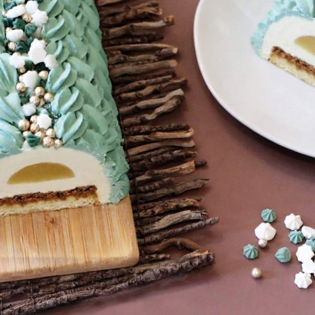 Photo bûche décors sucrés forêt enneigée - ScrapCooking®