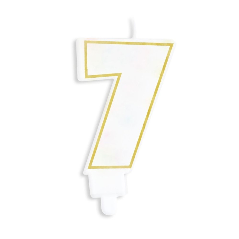 White and Gold Number 7 Birthday Candle – Cake Decoration – ScrapCooking®