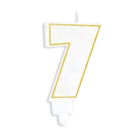White and Gold Number 7 Birthday Candle – Cake Decoration – ScrapCooking®