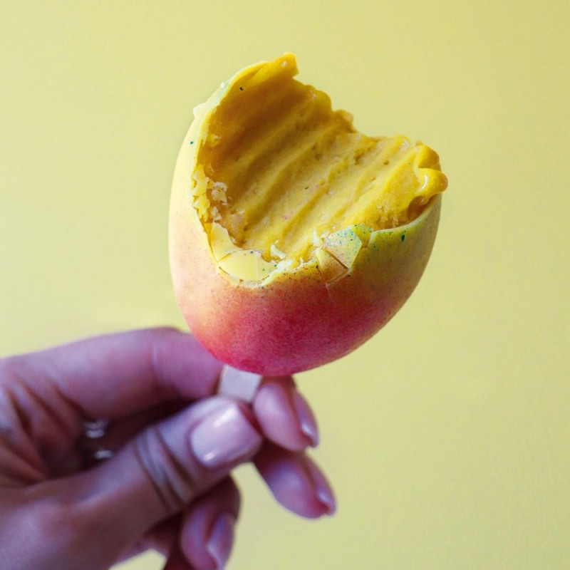 Détail découpe glace trompe l'œil mangue - ScrapCooking®