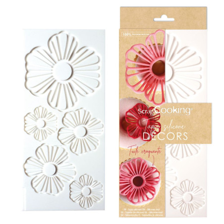Embossed flower tuile silicone mat for edible decorations
