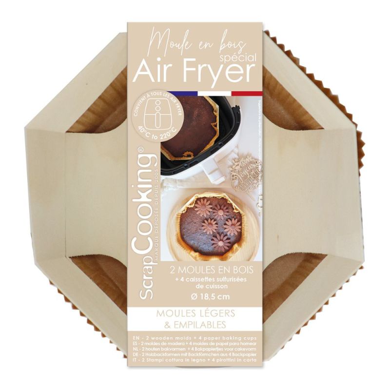 Round wooden molds Ø18cm & 4 cupcake cases