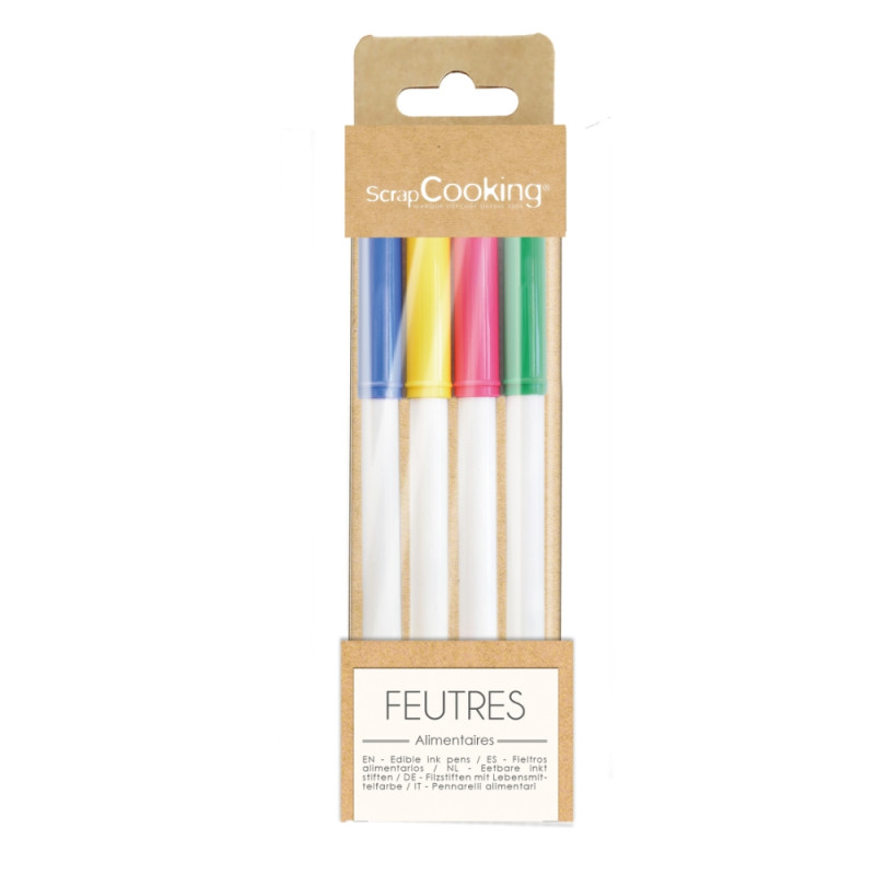 4 food pens yellow, green, pink, blue