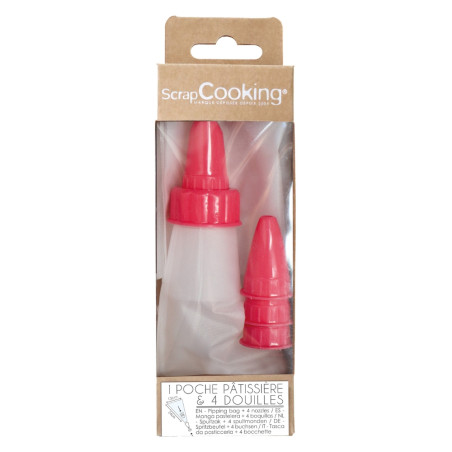 1 piping bag + 4 piping tips