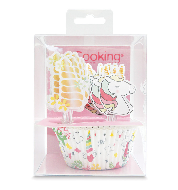 24 cupcake cases + 24 cake toppers unicorn - ScrapCooking®