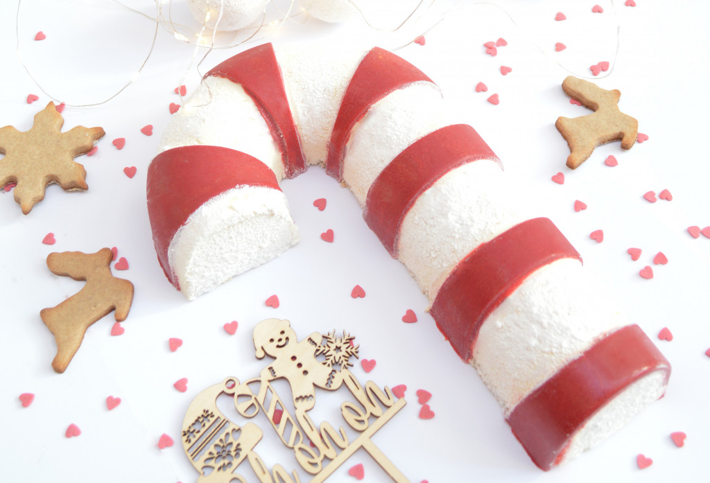 Bûche sucre d'orge framboise/coco