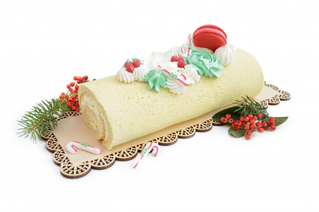 Bûche roulée vanille/framboise