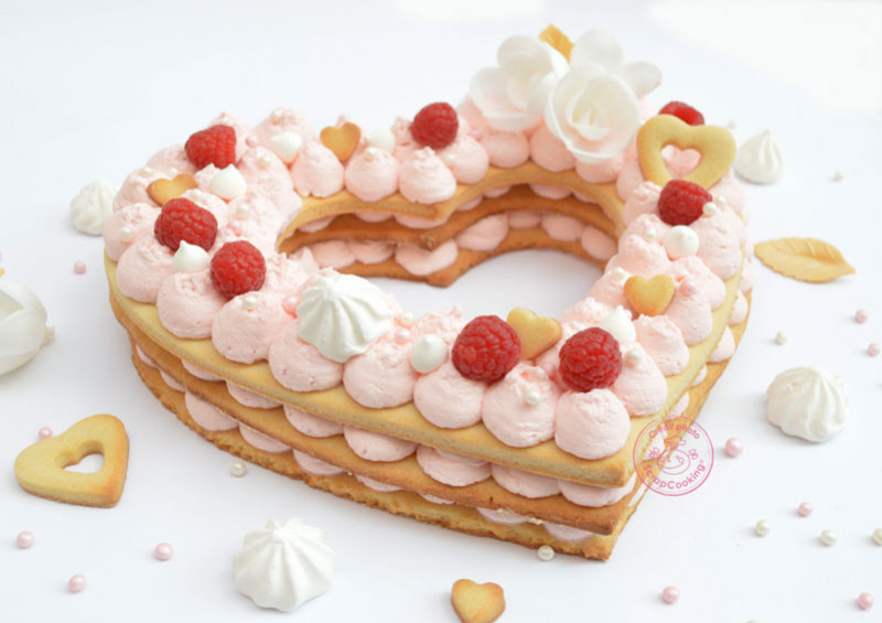 Number cake cœur framboise