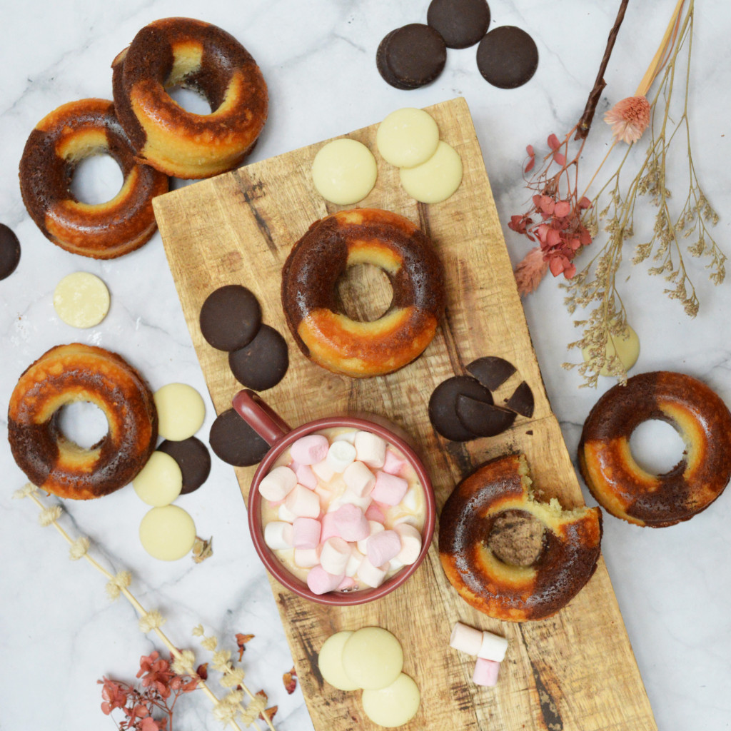 Recette gâteaux donuts marbrés au four