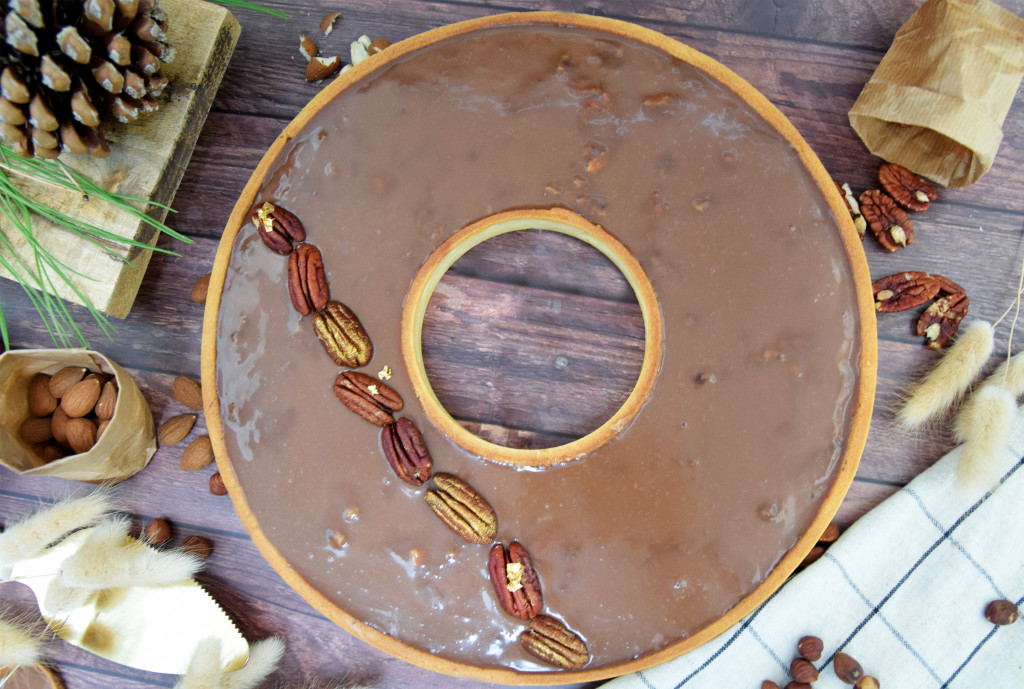 Recette tarte aux noix, caramel et chocolat