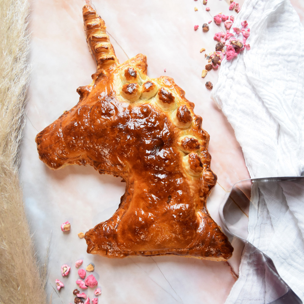 Recette galette des rois Licorne aux pralines roses