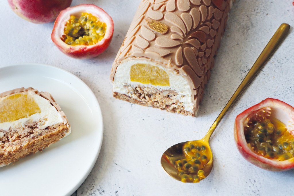 Recette bûche passion et noisettes